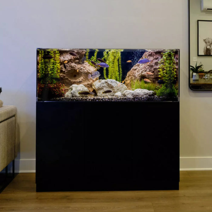 LiquidArt AIO Acrylic Aquarium w/ Cabinet (75 Gallons) Grey Grain