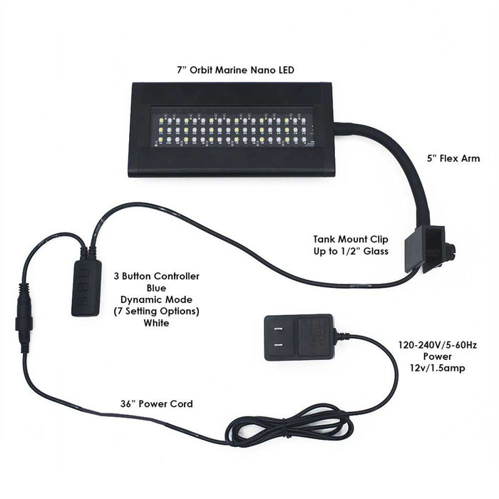 Orbit Marine NANO LED Light w/Gooseneck Mount & Dynamic Controller Current USA