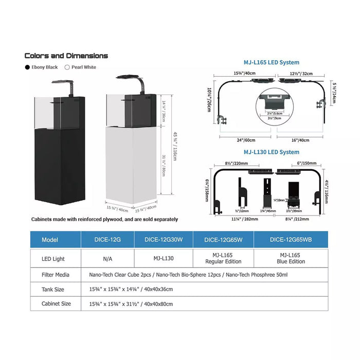 Maxspect Dice AIO 12 Gallon Nano Cube Aquarium w/ MJ-L165 LED